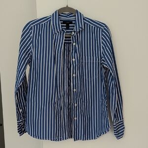 J. Crew Cobalt Blue and White Striped Shirt